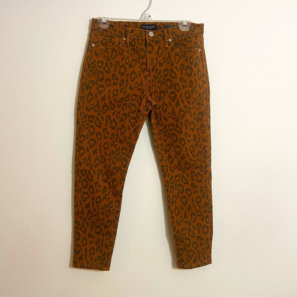 Banana Republic Leopard Print Jean Mid Rise Skinny 27 Short